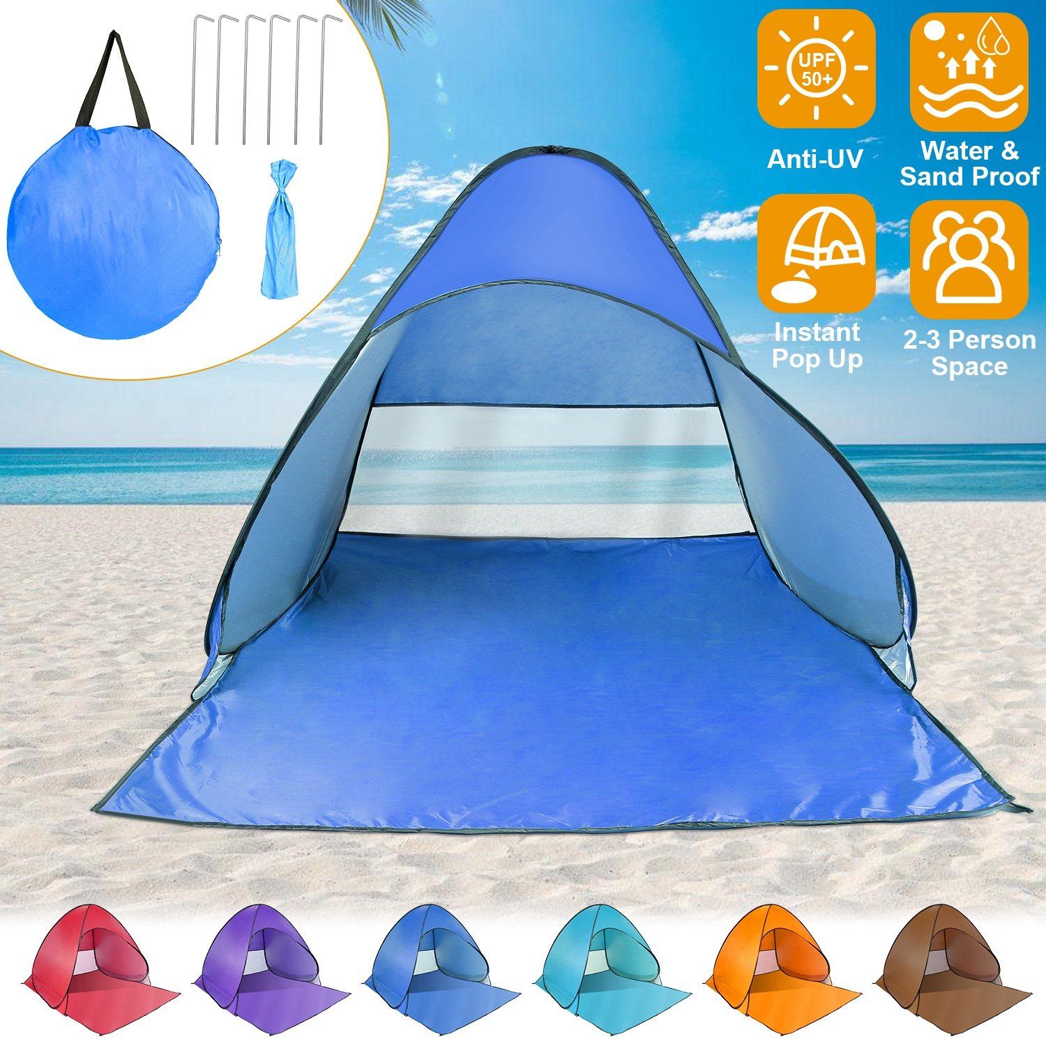 Pop Up Beach Tent Sun Shade Shelter Sports & Outdoors - DailySale