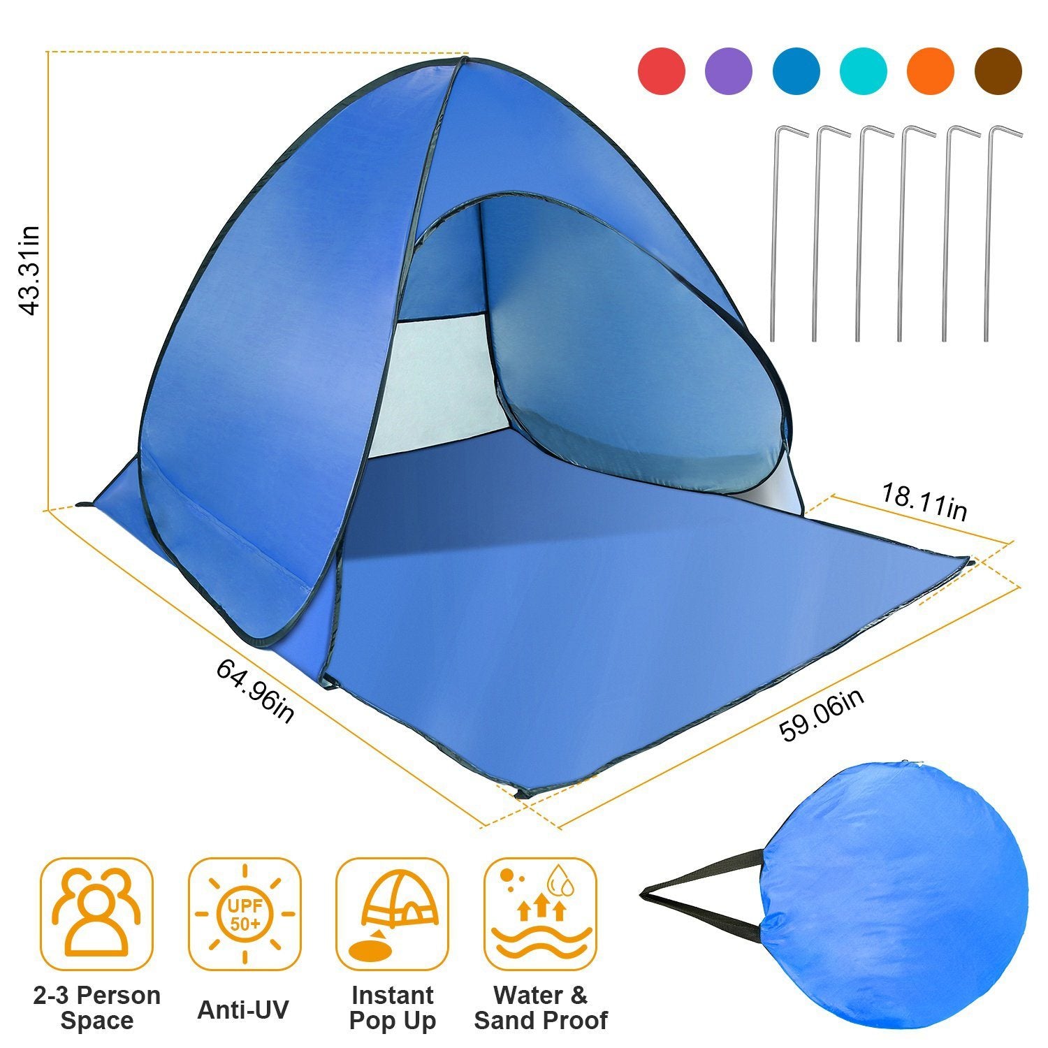 Pop Up Beach Tent Sun Shade Shelter Sports & Outdoors - DailySale