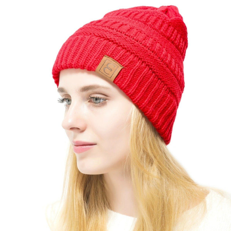 Popular CC Chic Winter Beanie Hat Women's Apparel Red - DailySale