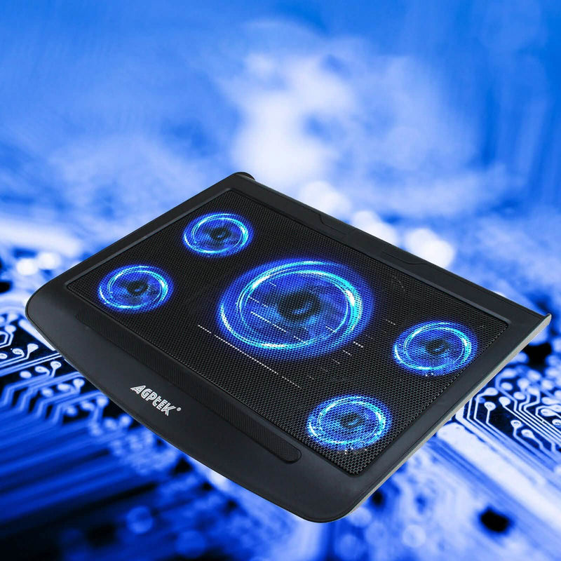 Portable 5 Fans Cooling Pad LED Light Radiator Computer Accessories - DailySale