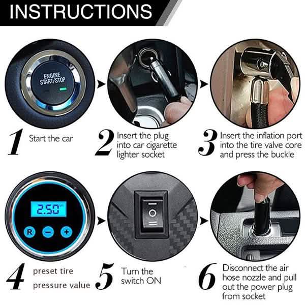 Portable Air Compressor Pump Tire Inflator Automotive - DailySale