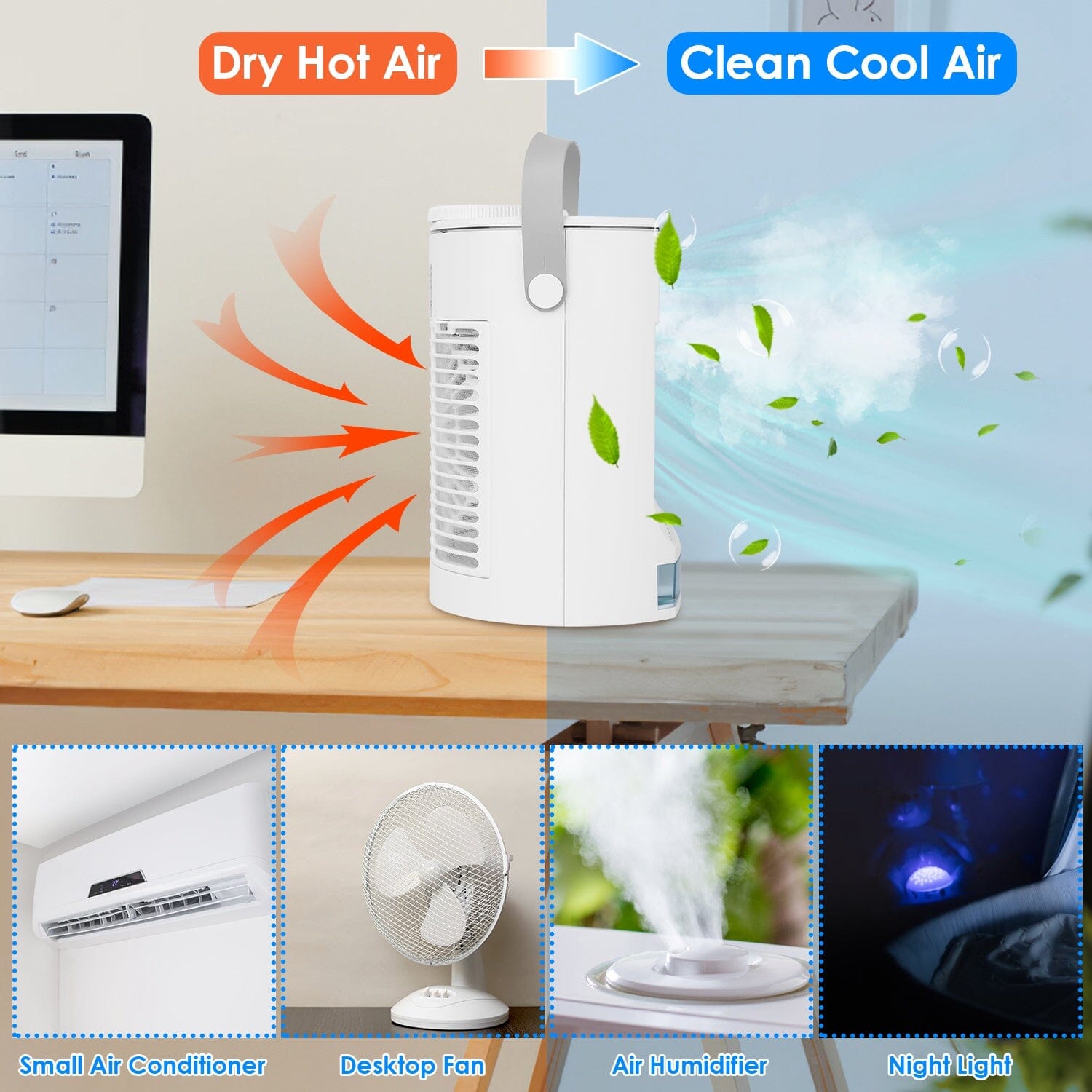 Portable Air Conditioner Fan Evaporative Humidifier 3 Speed Spray Household Appliances - DailySale