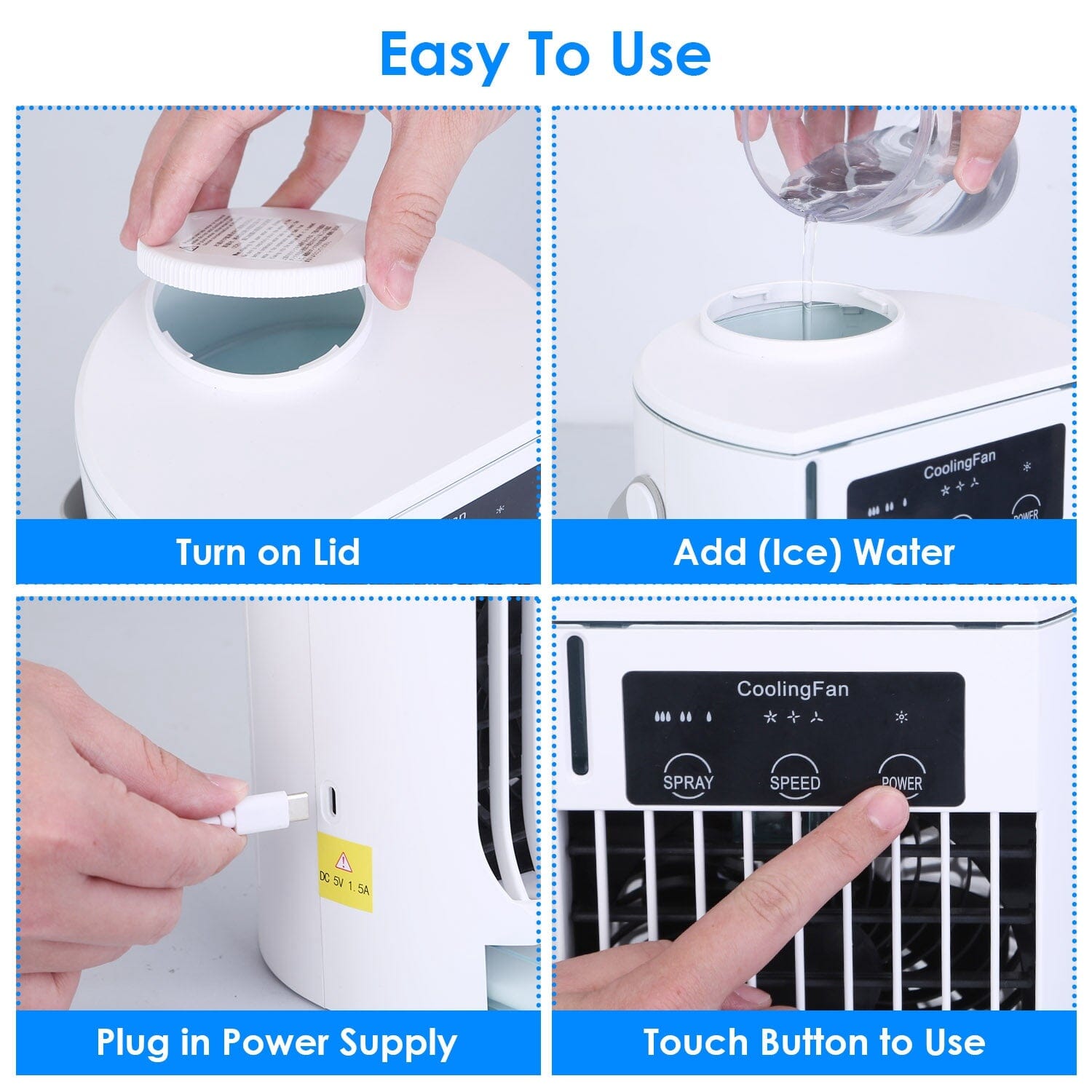 Portable Air Conditioner Fan Evaporative Humidifier 3 Speed Spray Household Appliances - DailySale