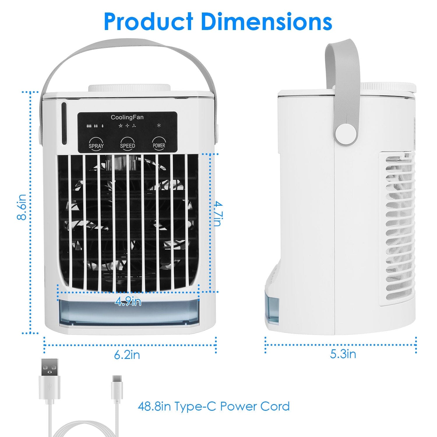 Portable Air Conditioner Fan Evaporative Humidifier 3 Speed Spray Household Appliances - DailySale