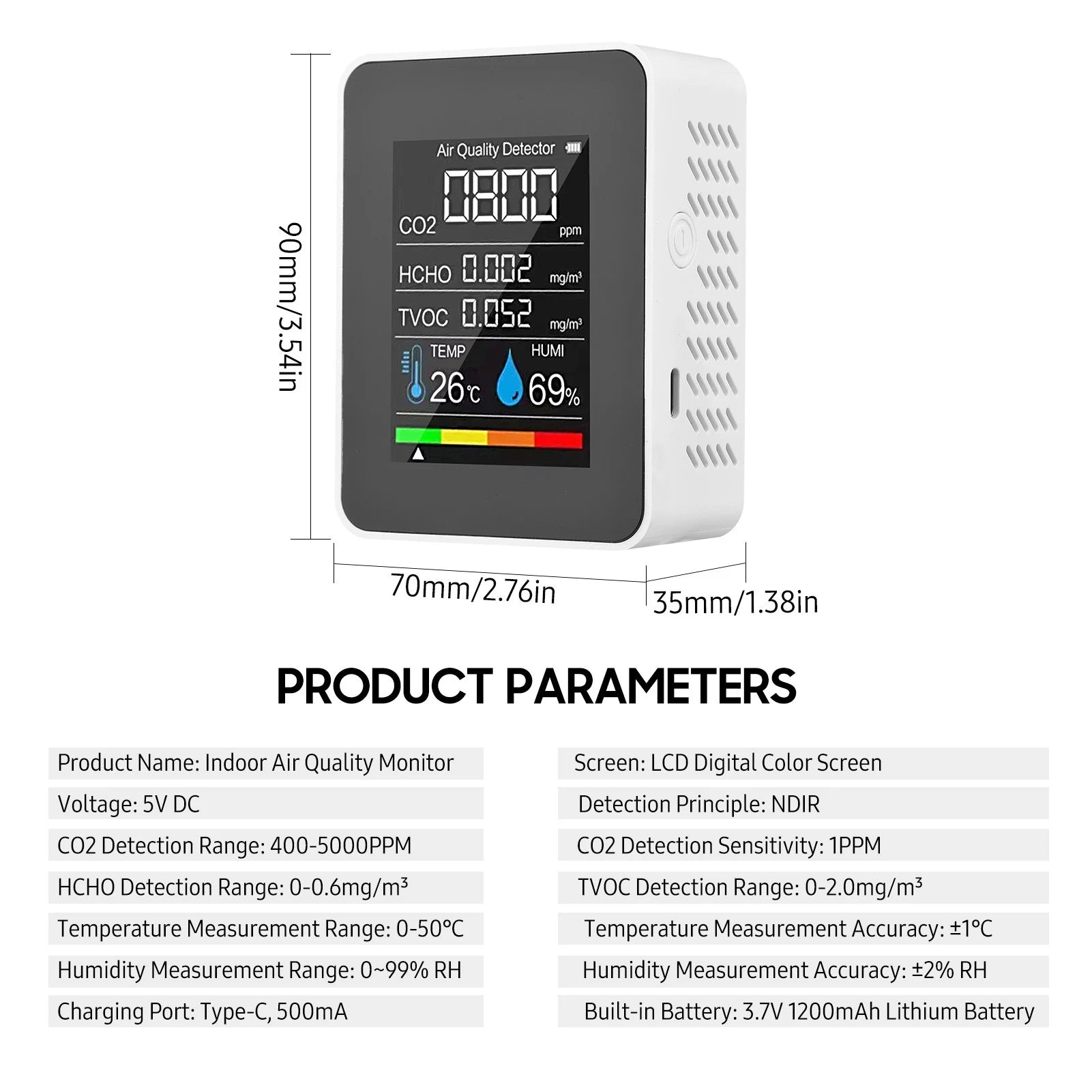 Portable Air Quality Monitor Wellness - DailySale