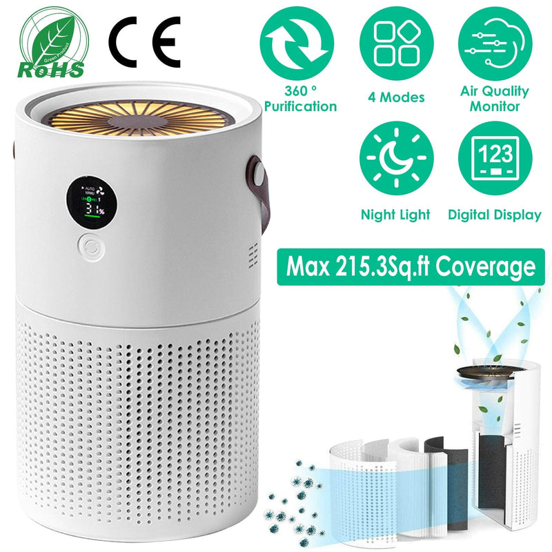 Portable Anio Air Purifier Electronic Air Sterilization with 4 Modes Night Light Wellness - DailySale
