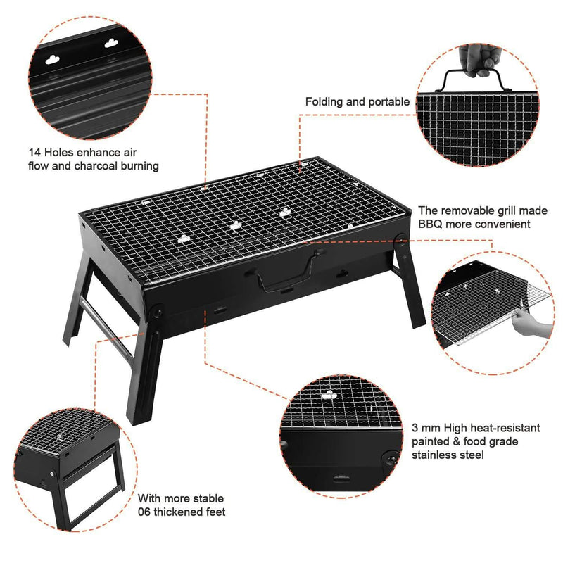 Portable Barbecue Grill Foldable Charcoal Sports & Outdoors - DailySale