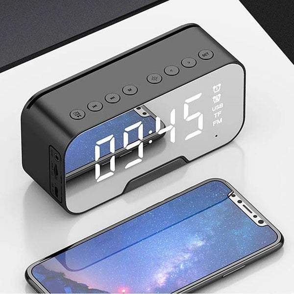 Portable Bluetooth Speaker Mirror Alarm Clock Speakers - DailySale