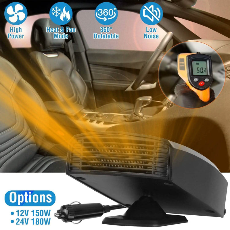 Portable Car Heater Heating Fan 2-in-1 Defroster Defogger Demister Windshield Heater features
