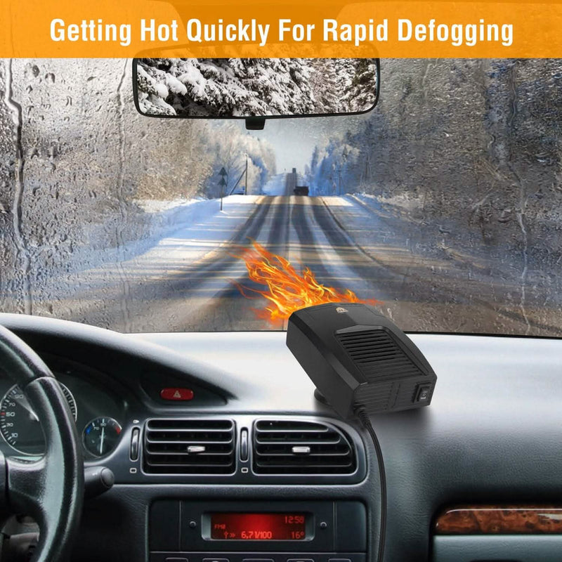 Portable Car Heater Heating Fan 2-in-1 Defroster Defogger Demister Windshield Heater in car