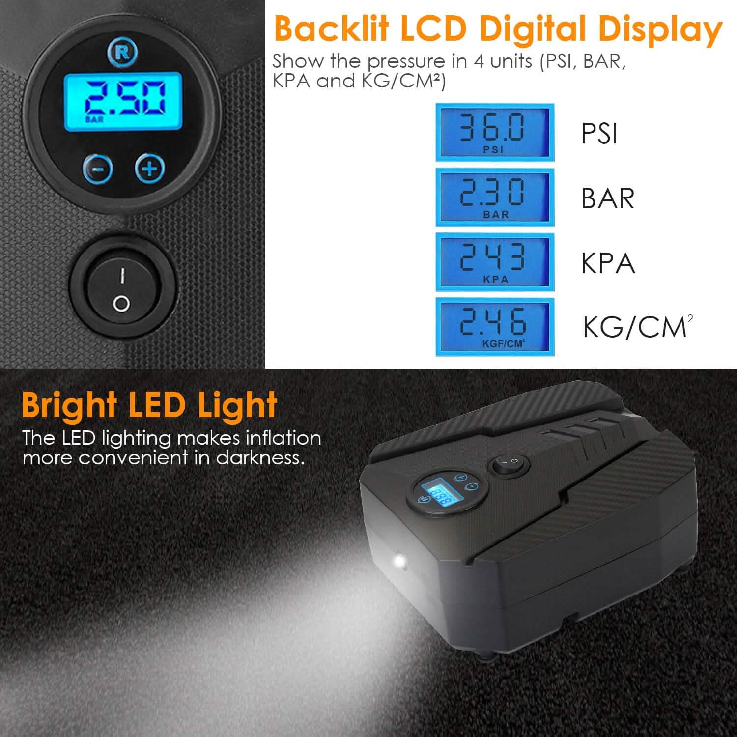 Portable Car Tire Inflator DC 12V Digital Car Air Pump Compressor Automotive - DailySale