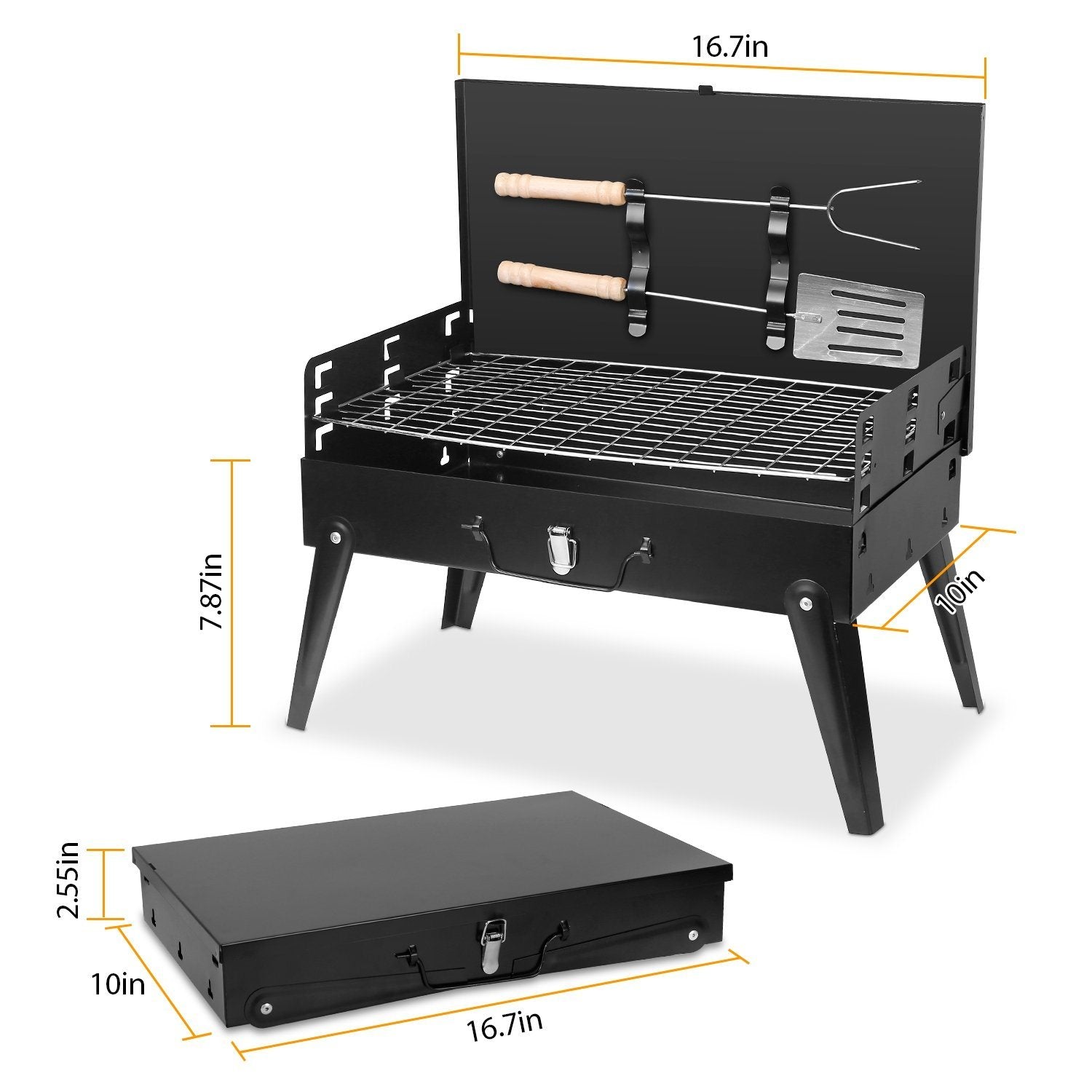 Portable Charcoal Grill Foldable BBQ Suitcase Garden & Patio - DailySale