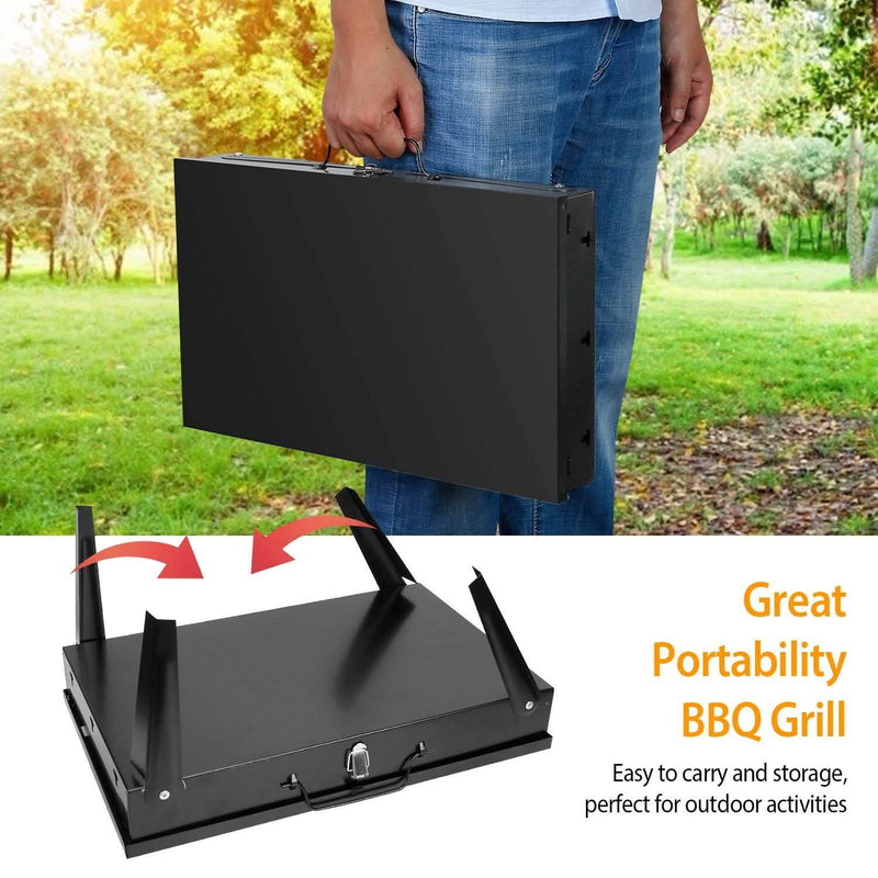 Portable Charcoal Grill Foldable BBQ Suitcase Garden & Patio - DailySale