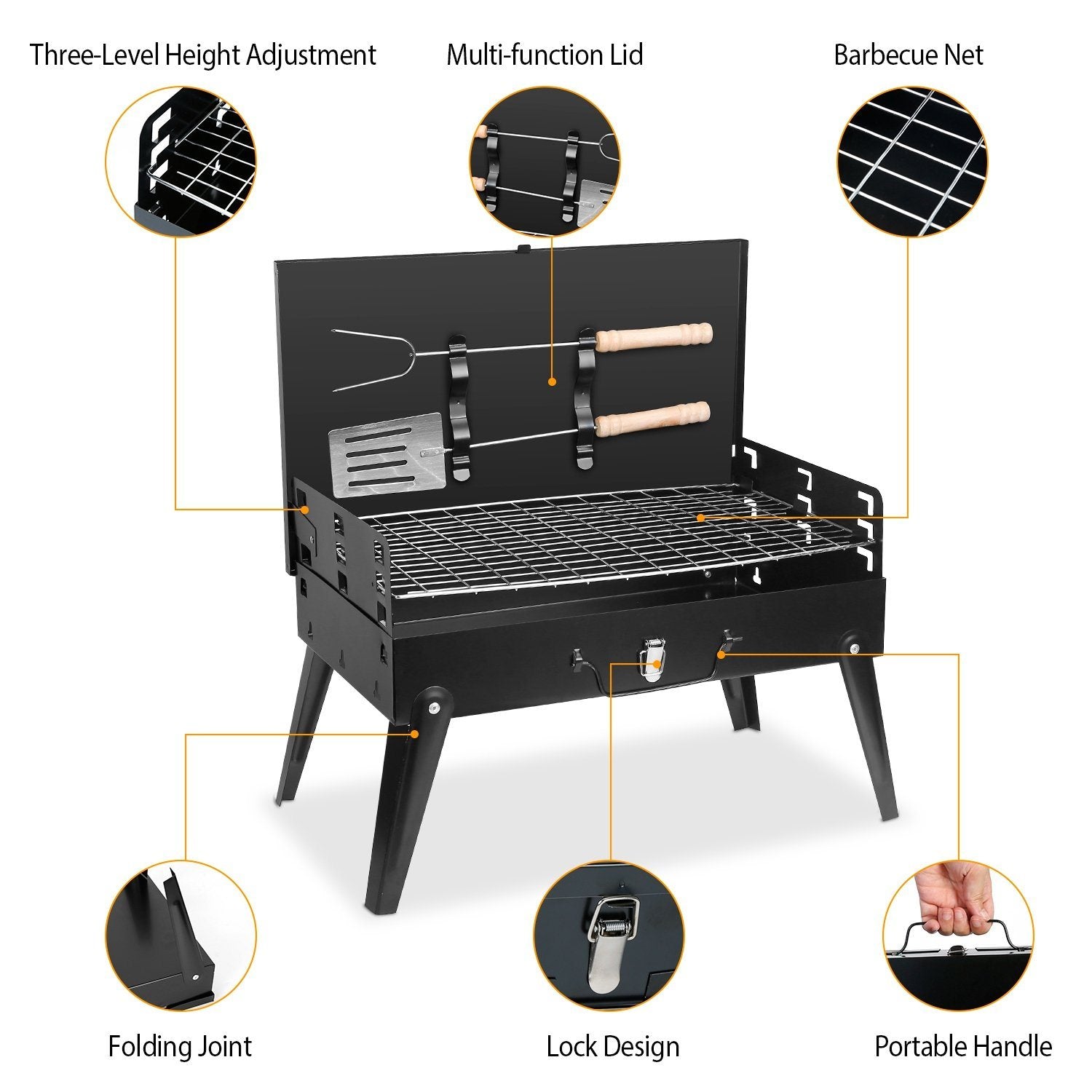 Portable Charcoal Grill Foldable BBQ Suitcase Garden & Patio - DailySale