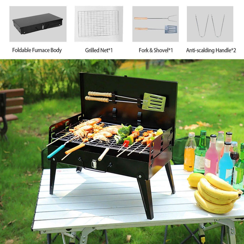 Portable Charcoal Grill Foldable BBQ Suitcase Garden & Patio - DailySale