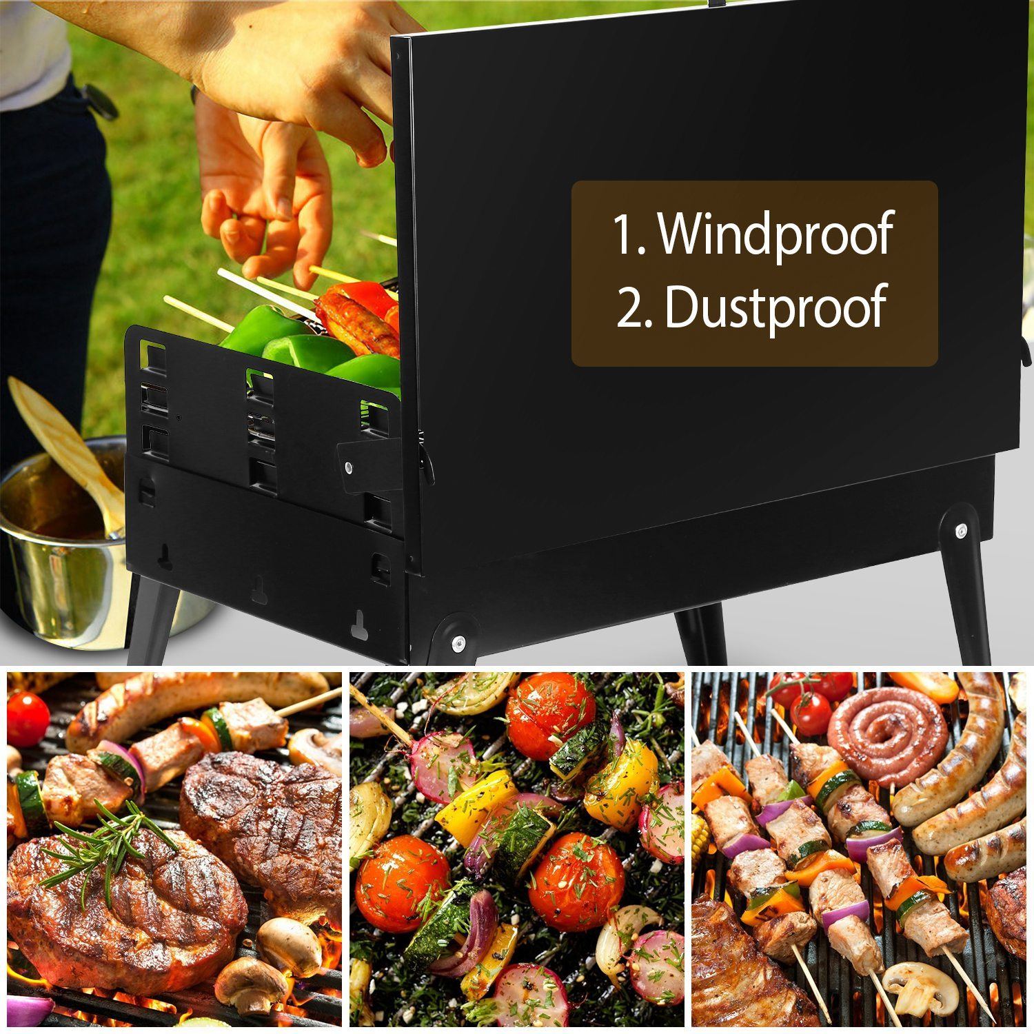 Portable Charcoal Grill Foldable BBQ Suitcase Garden & Patio - DailySale