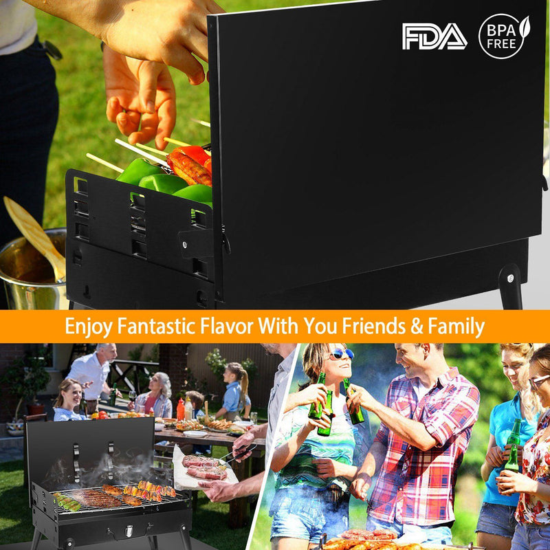 Portable Charcoal Grill Foldable BBQ Suitcase Garden & Patio - DailySale