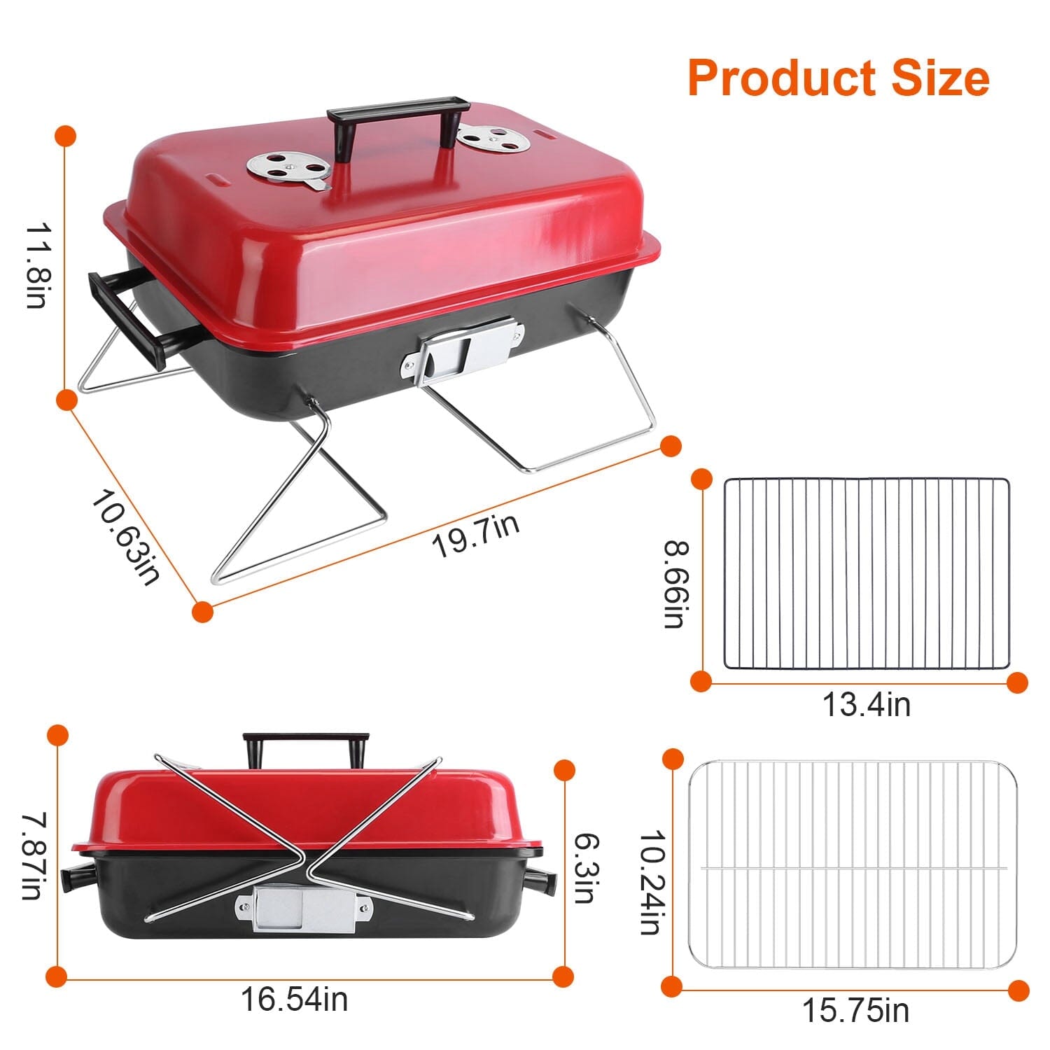 Portable Charcoal Tabletop Grill with Lid Kitchen Tools & Gadgets - DailySale