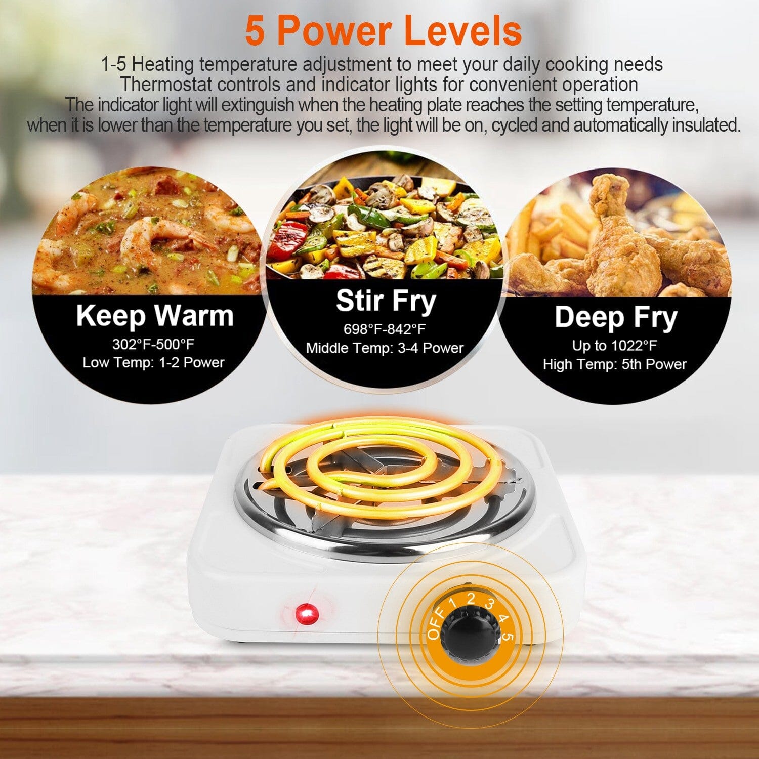 Portable Coil Heating Hot Plate Stove Countertop Kitchen Appliances - DailySale