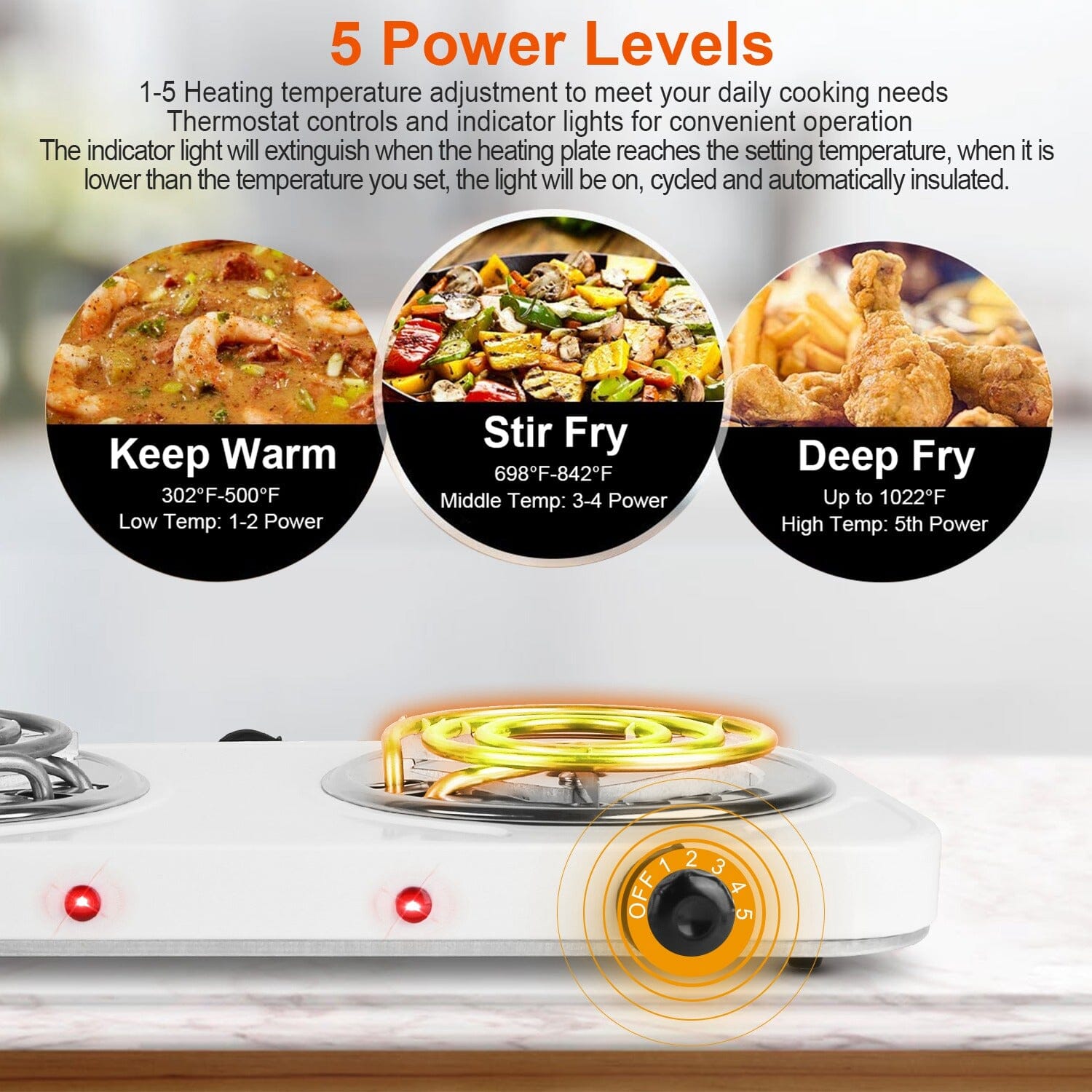 Portable Coil Heating Hot Plate Stove Countertop Kitchen Appliances - DailySale