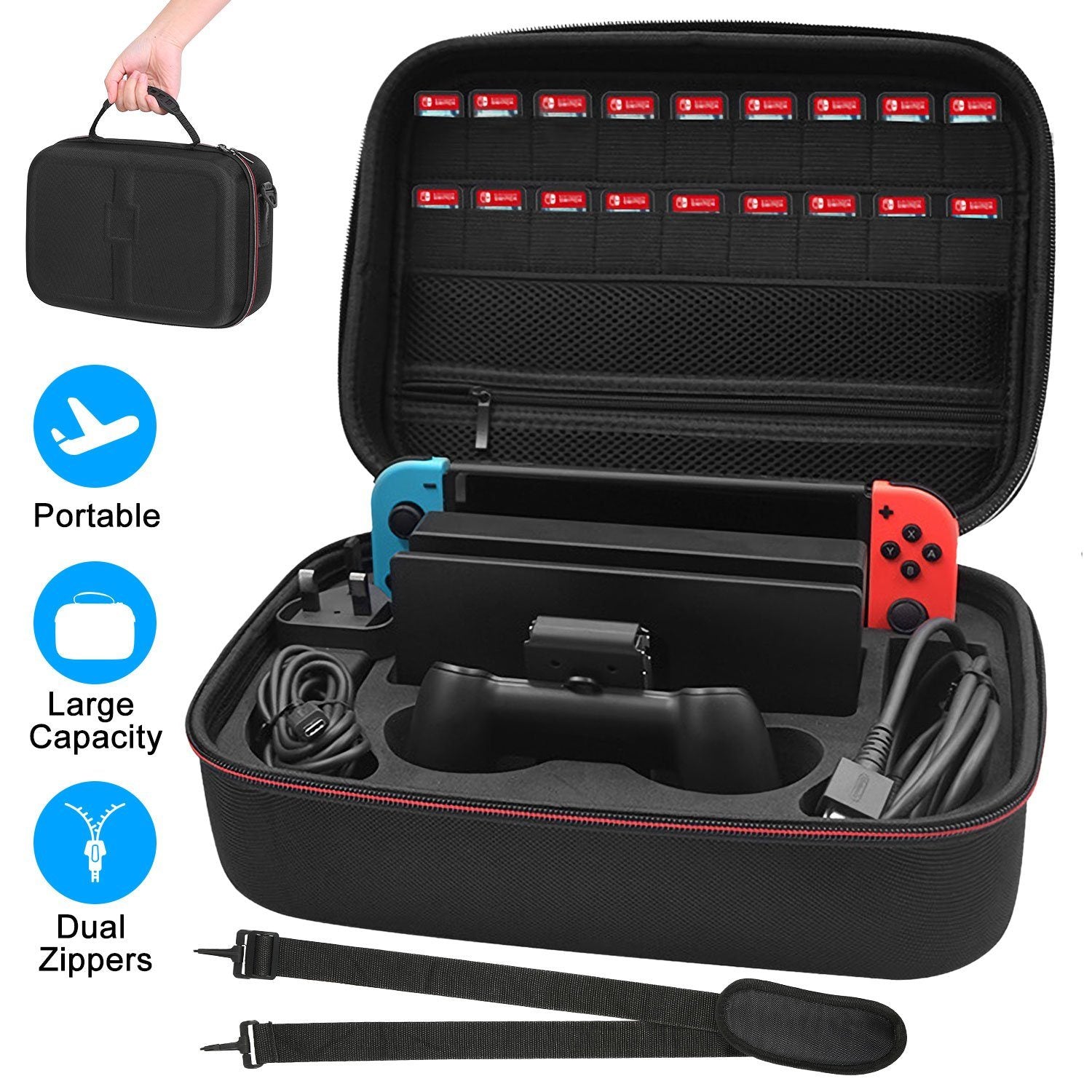 Portable Deluxe Carrying Case for Nintendo Switch Video Games & Consoles - DailySale