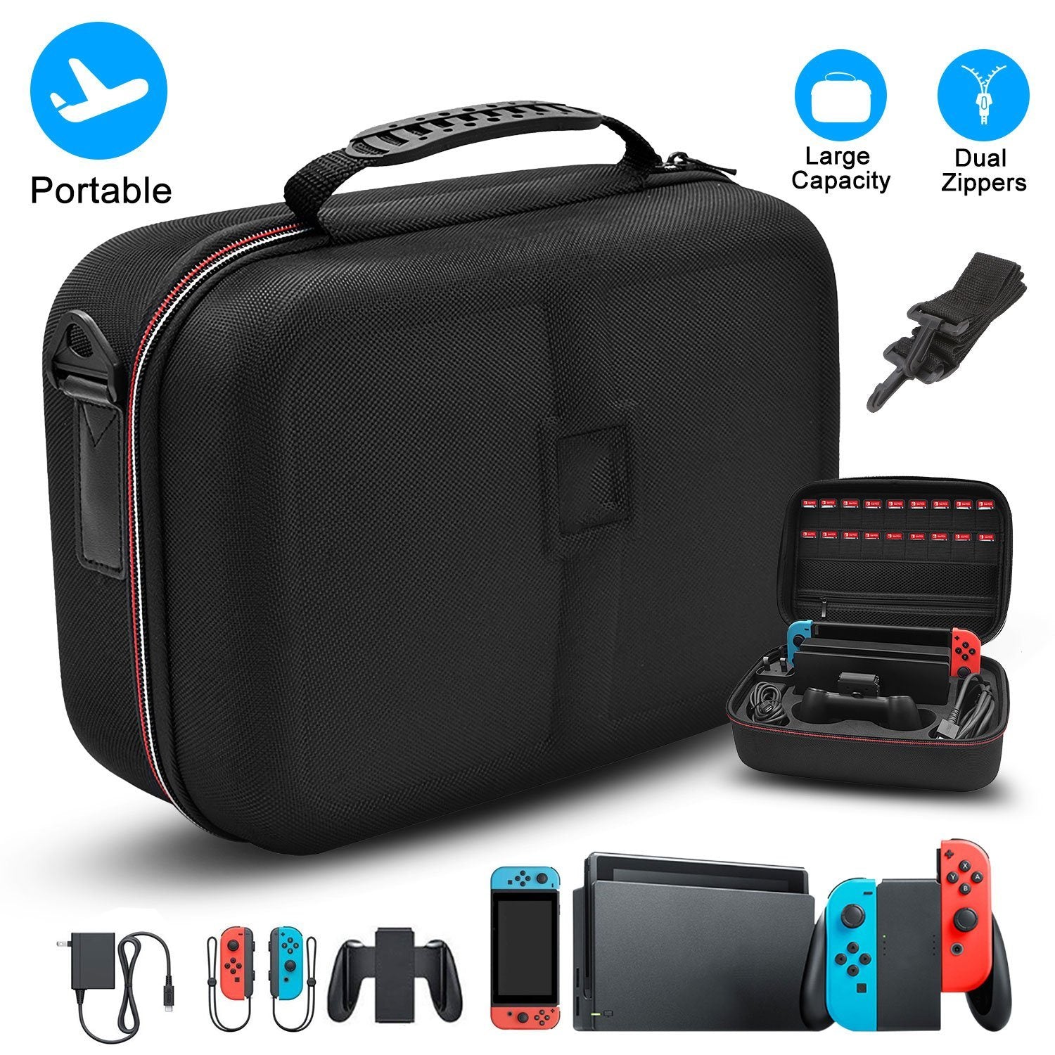 Portable Deluxe Carrying Case for Nintendo Switch Video Games & Consoles - DailySale