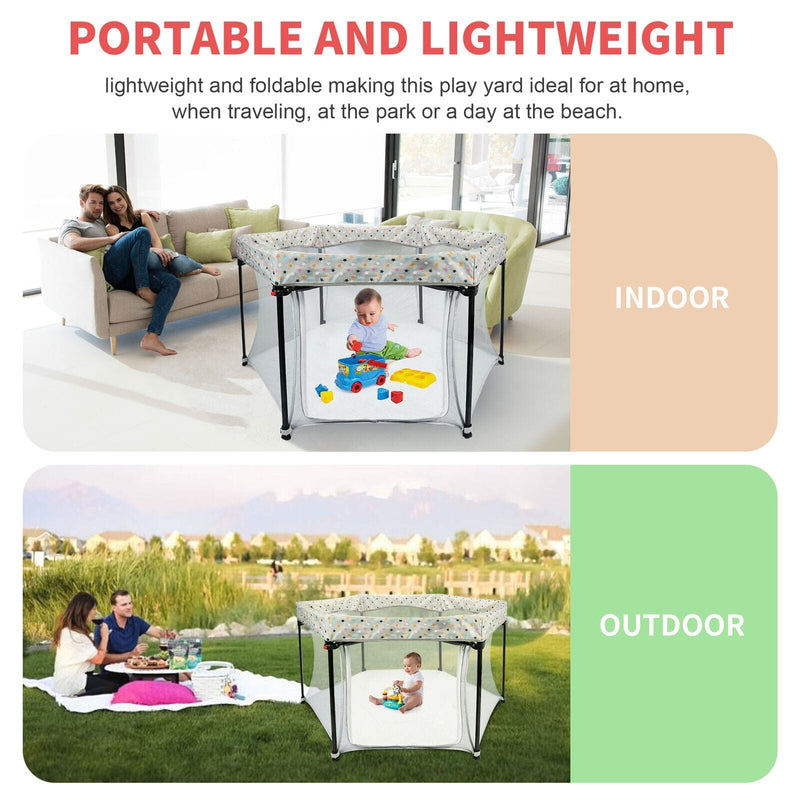 Portable Folding Playard for Babies, Toddler Indoor & Outdoor Play Baby - DailySale