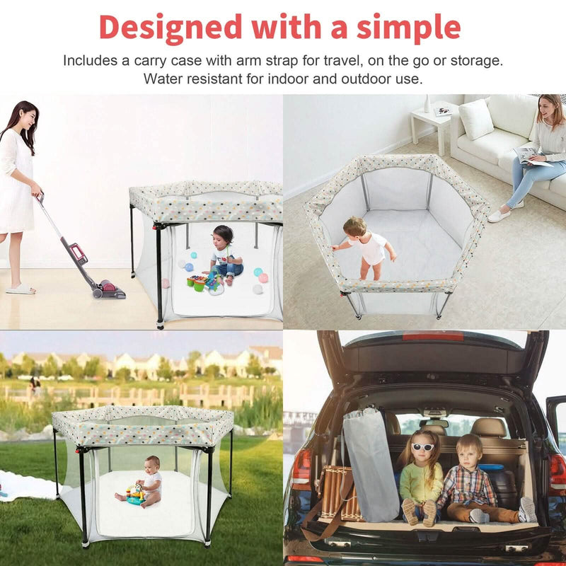 Portable Folding Playard for Babies, Toddler Indoor & Outdoor Play Baby - DailySale