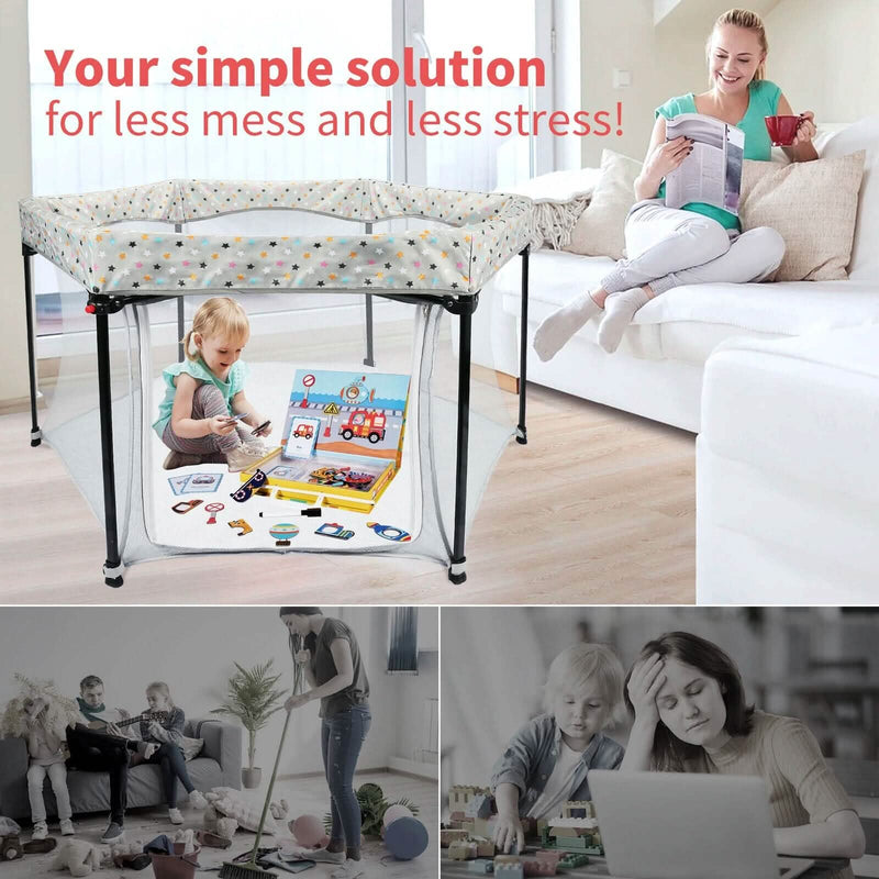 Portable Folding Playard for Babies, Toddler Indoor & Outdoor Play Baby - DailySale
