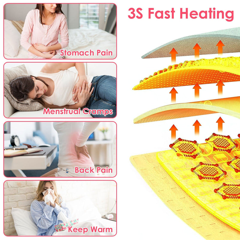 Portable Heating Pad For Cramps Fast Heating with 3 Heat Levels and 3 Massage Modes Wellness - DailySale