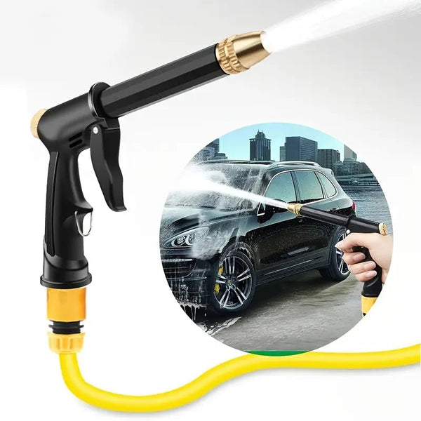 Portable High Pressure Water Hose Nozzle Spray, available at Dailysale, shown in action cleaning a car