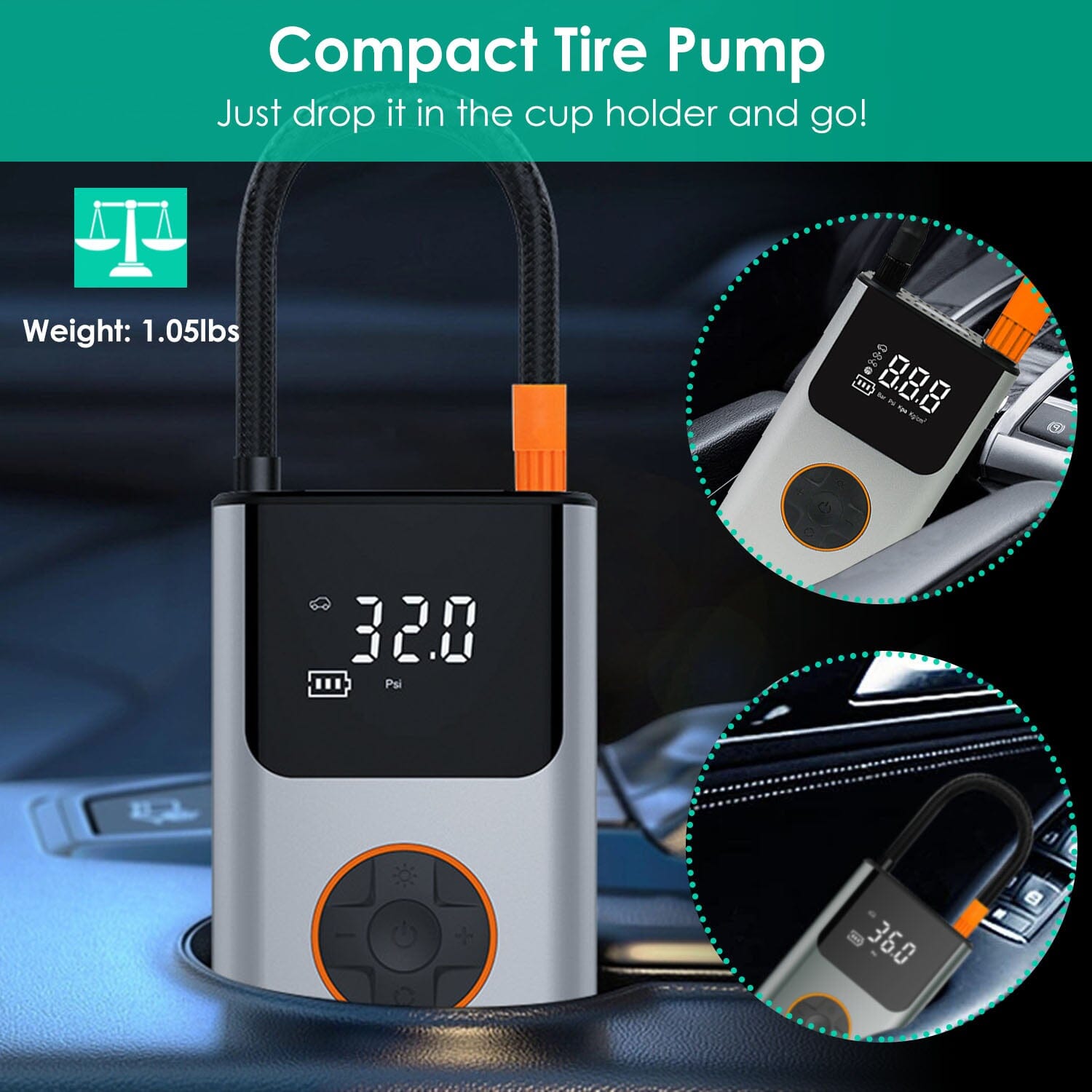 Portable Mini Tire Inflator with Digital Display LED Light Automotive - DailySale