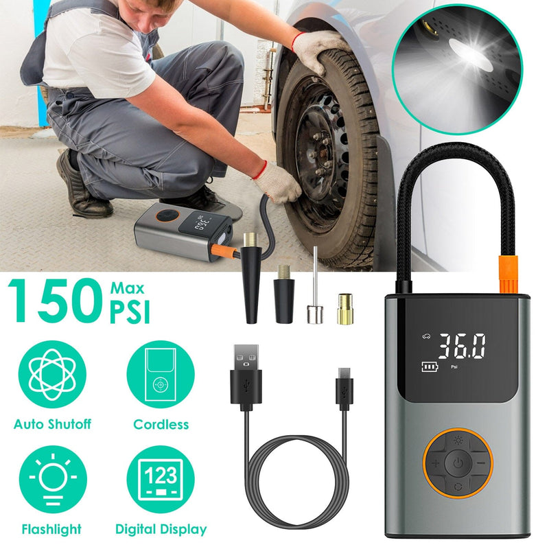 Portable Mini Tire Inflator with Digital Display LED Light Automotive - DailySale
