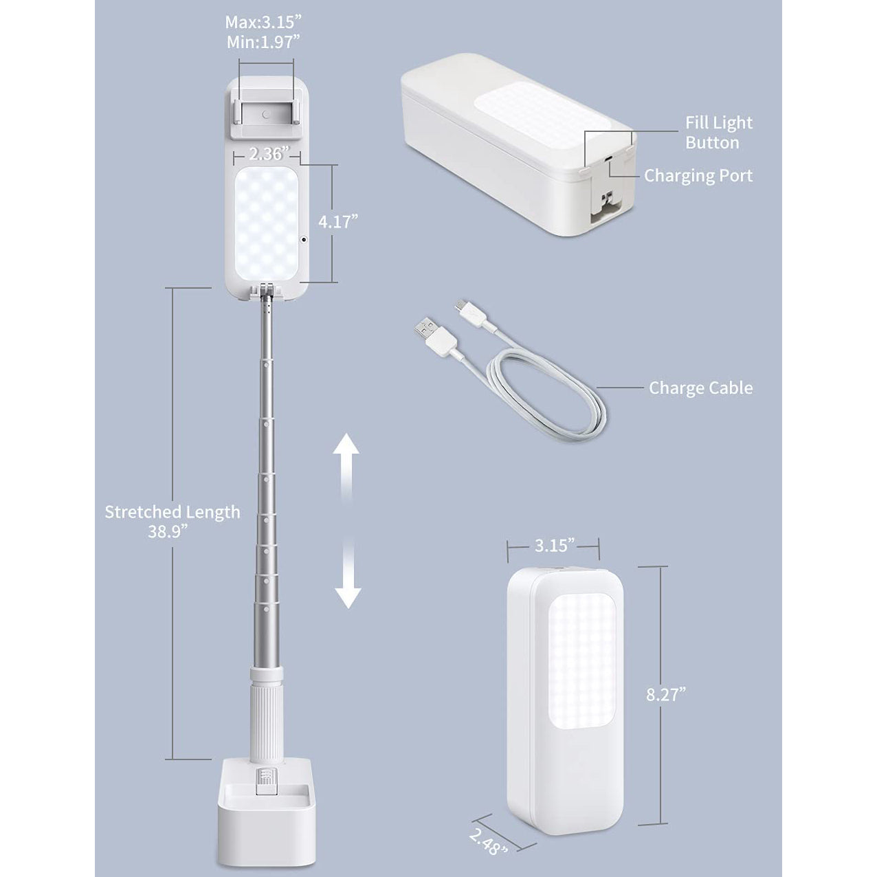 Portable Phone Holder with LED Dimmable Light Mobile Accessories - DailySale