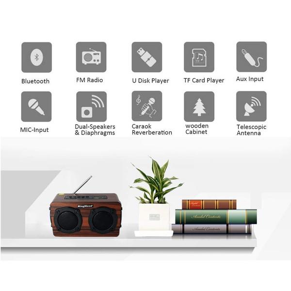 Portable Retro Wooden Wireless Bluetooth 4.2 Speaker Speakers - DailySale