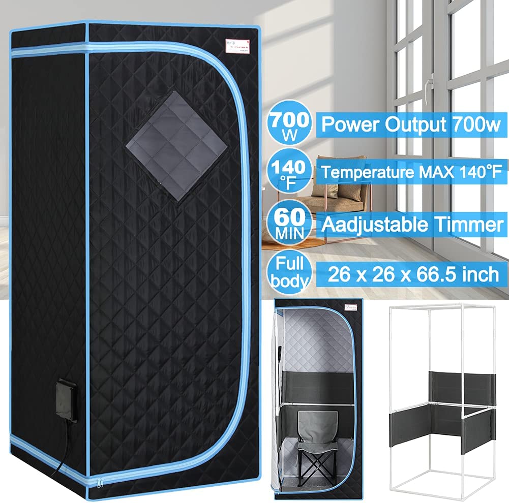 Portable Sauna Tent with Heating Foot Pad and Portable Chair Wellness - DailySale