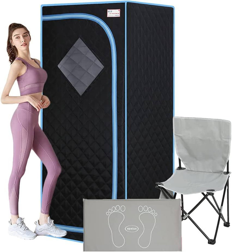 Portable Sauna Tent with Heating Foot Pad and Portable Chair Wellness - DailySale
