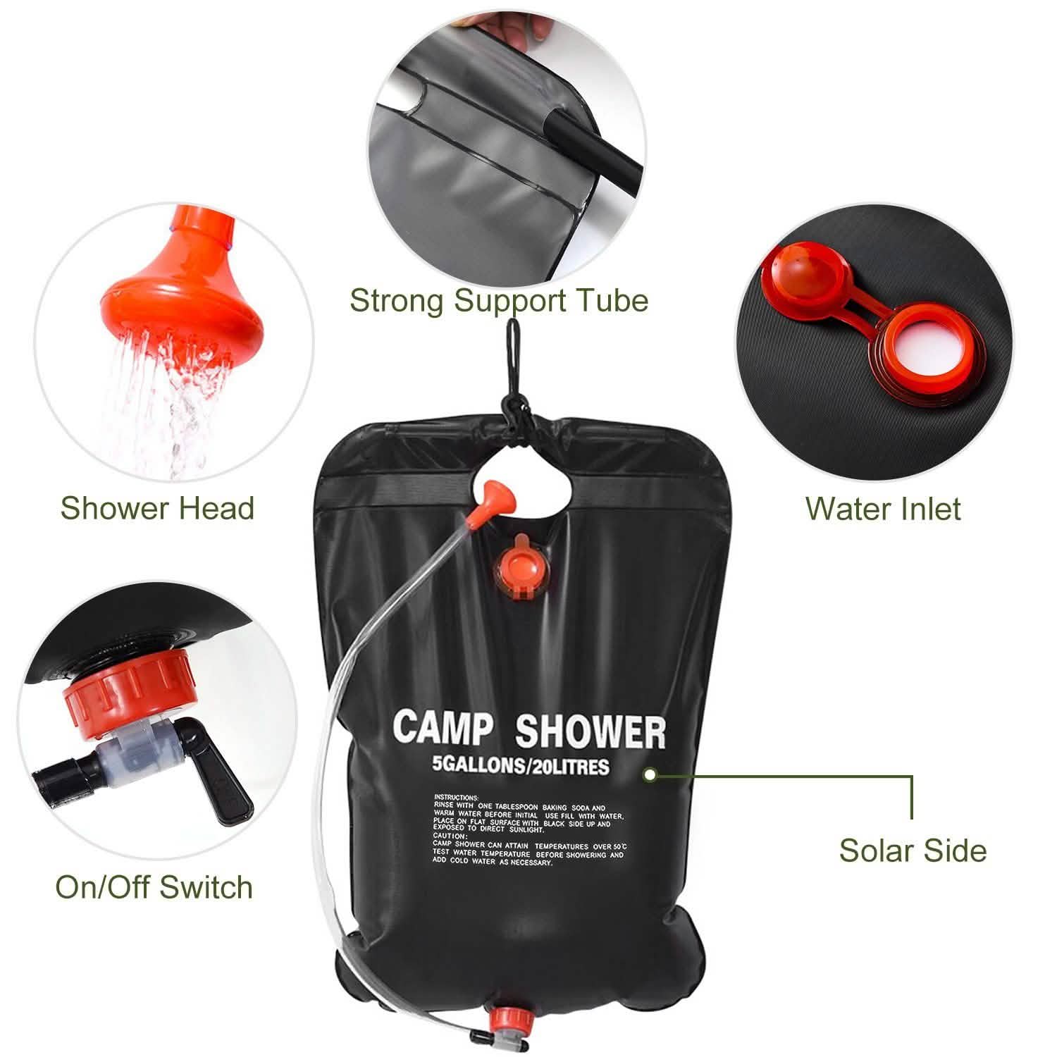 Portable Solar Heated Shower Bag Sports & Outdoors - DailySale