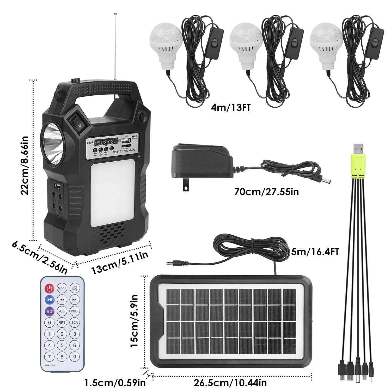 Portable Solar Power Station with Flashlight and 3 Lighting Bulbs Sports & Outdoors - DailySale