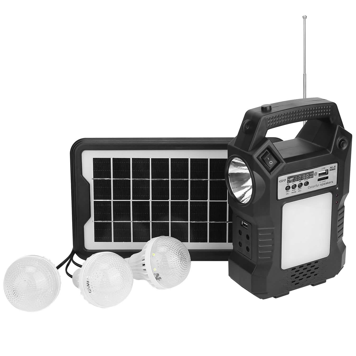 Portable Solar Power Station with Flashlight and 3 Lighting Bulbs Sports & Outdoors - DailySale