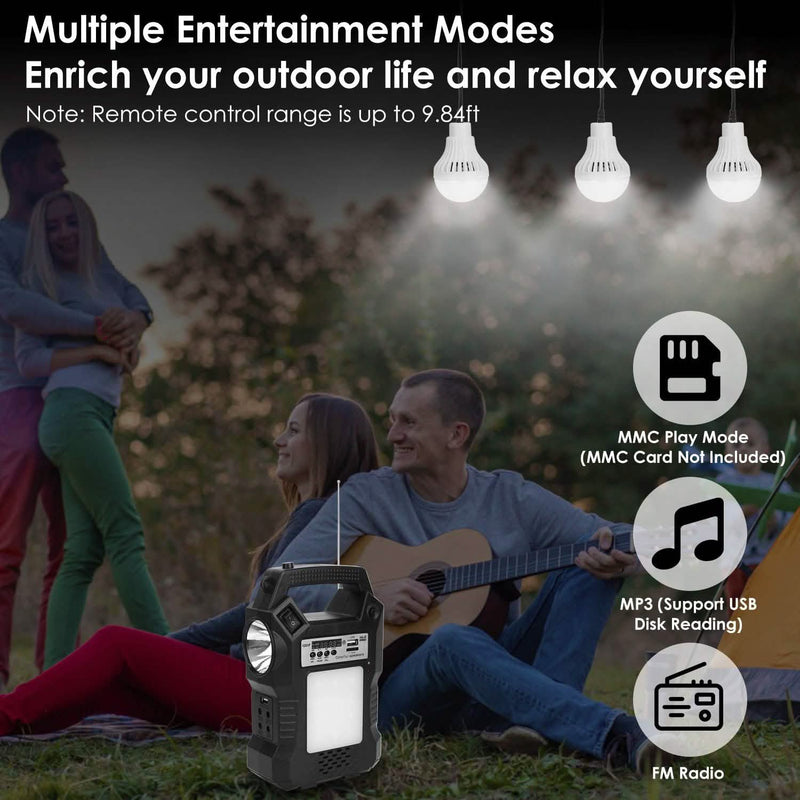 Portable Solar Power Station with Flashlight and 3 Lighting Bulbs Sports & Outdoors - DailySale