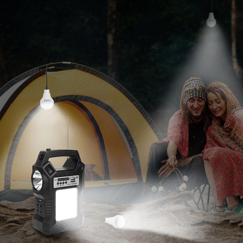 Portable Solar Power Station with Flashlight and 3 Lighting Bulbs Sports & Outdoors - DailySale