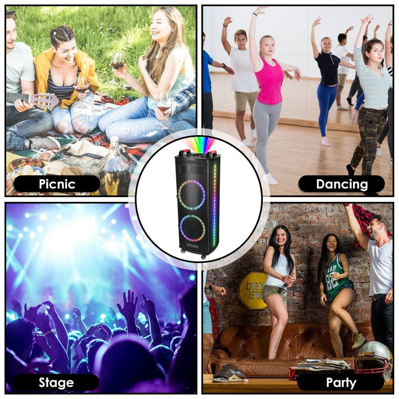 Portable Wireless Party Speaker Colorful Lights DJ PA System Speakers - DailySale