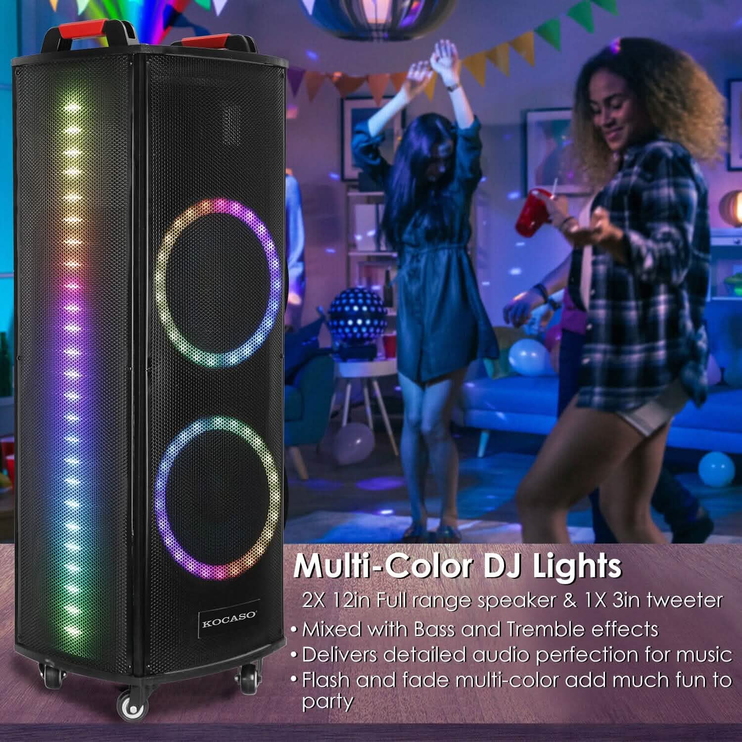 Portable Wireless Party Speaker Colorful Lights DJ PA System Speakers - DailySale