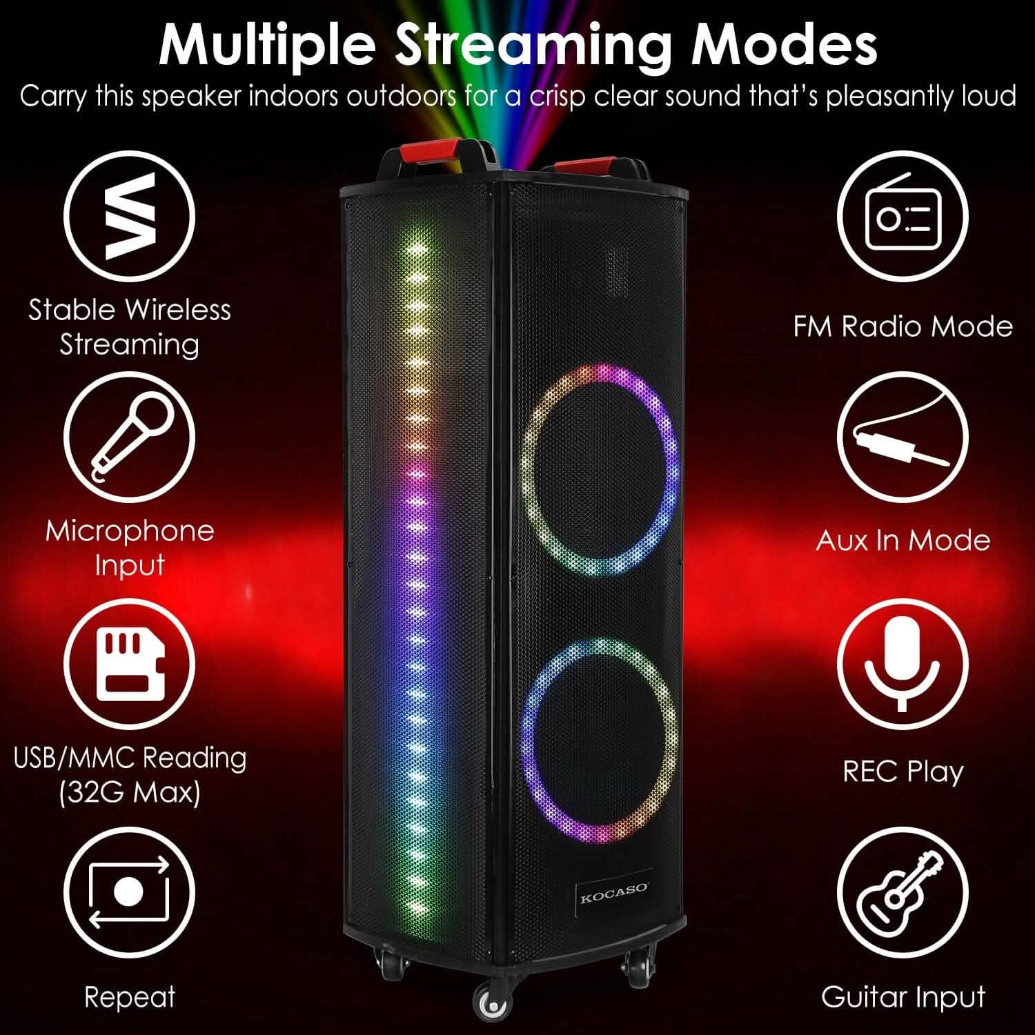 Portable Wireless Party Speaker Colorful Lights DJ PA System Speakers - DailySale