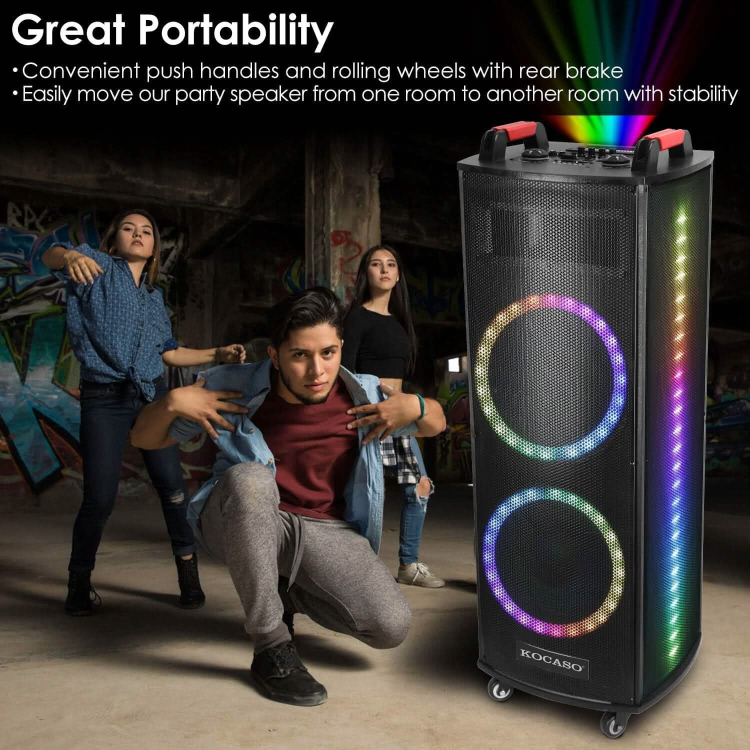 Portable Wireless Party Speaker Colorful Lights DJ PA System Speakers - DailySale