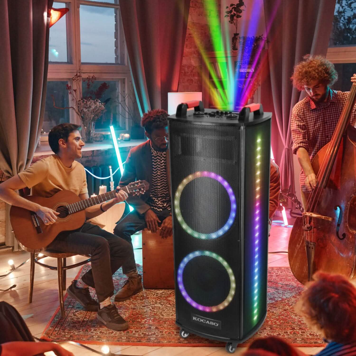 Portable Wireless Party Speaker Colorful Lights DJ PA System Speakers - DailySale