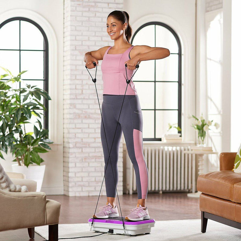 PowerFit Elite Vibration Platform with Exercise Bands and Mat Fitness - DailySale