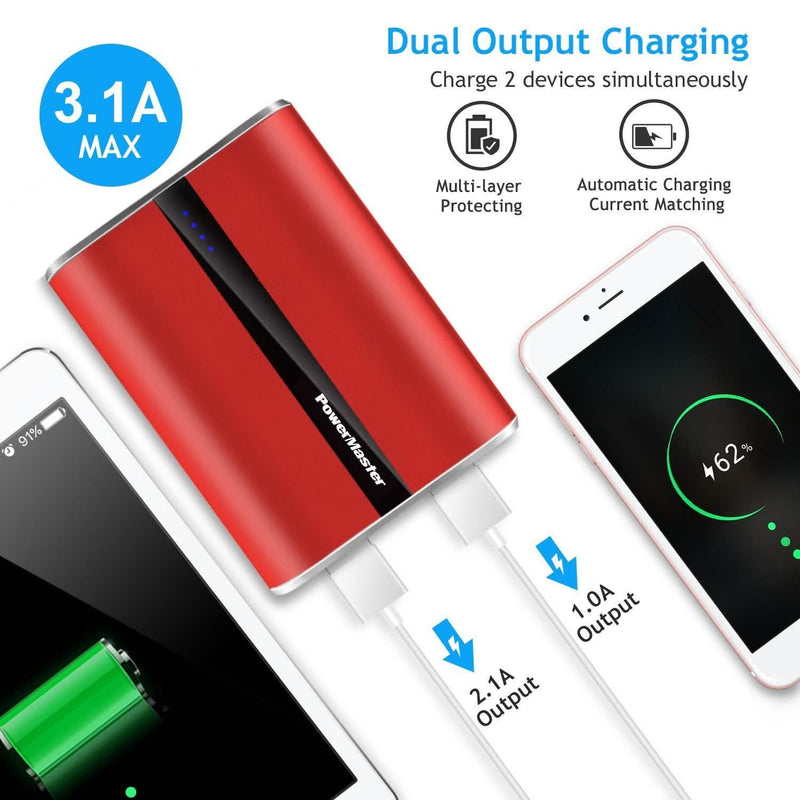 Powermaster 12000mAh Portable Charger with Dual USB Ports 3.1A Output Mobile Accessories - DailySale