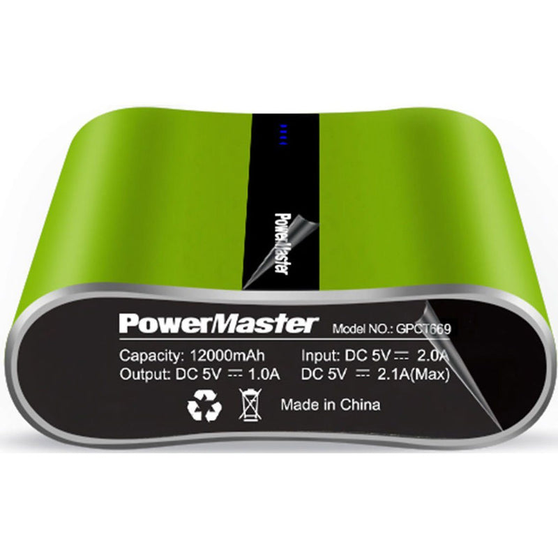 Powermaster 12000mAh Portable Charger with Dual USB Ports 3.1A Output